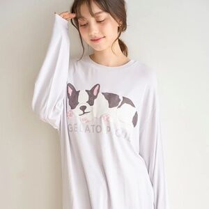 Gelato pique sleeping dog long sleeve lounge top